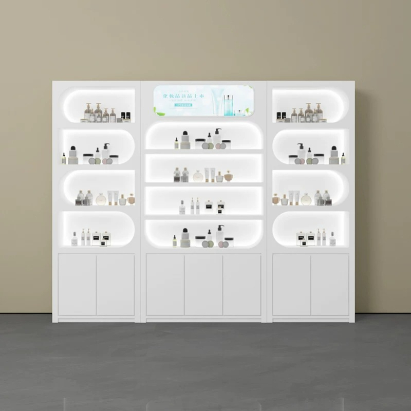 Luxury Skincare & Spa - Lemari Pajangan Salon Kecantikan Minimalis Nordik